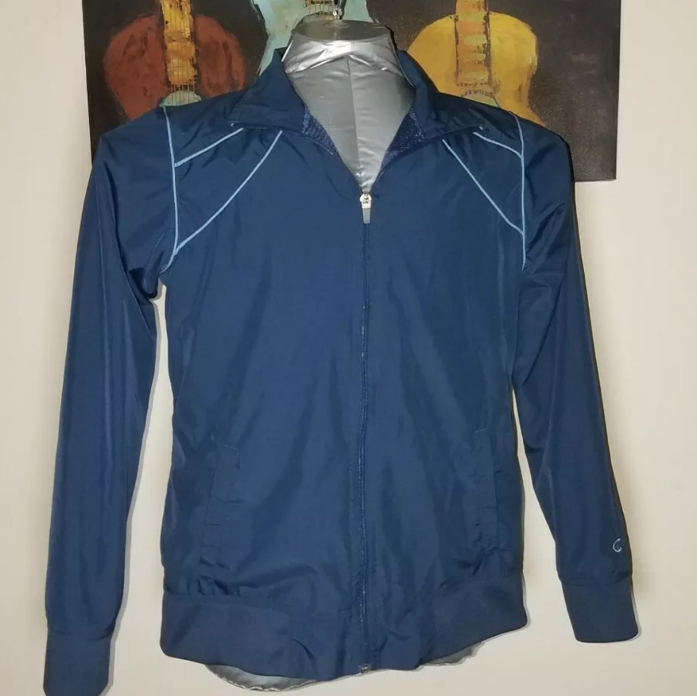 Vintage Champion Full Zip Blue Windbreaker Sz M